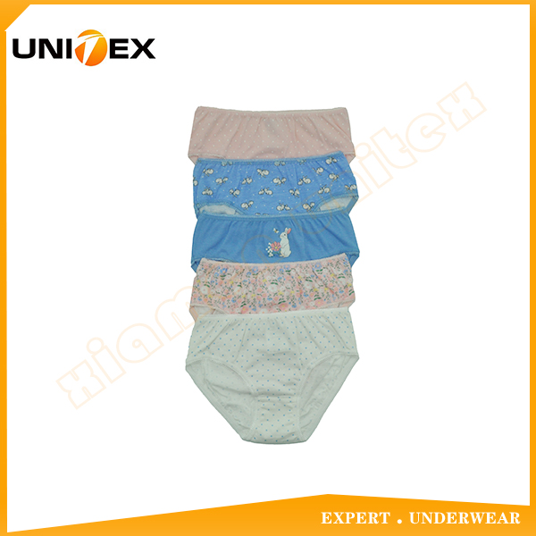 Girls’ Basic Bikini Briefs — 5-Piece Pack, Cotton, Custom Print — Girls' Underwear programme — OEM & private label product photo 1