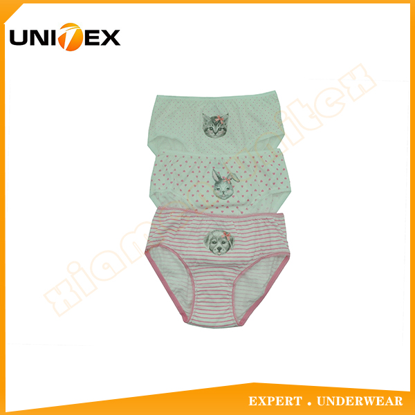 Girls’ Bikini Briefs — 3-Piece Pack, Cotton, Custom Print — sweet — Girls' Underwear programme — OEM & private label sample photo 1