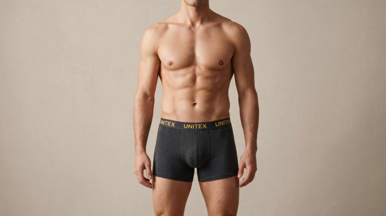 Mens charcoal boxer brief — product fit photograph on a neutral background