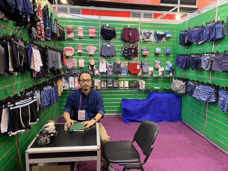 Unitex trade show stand — product display wall